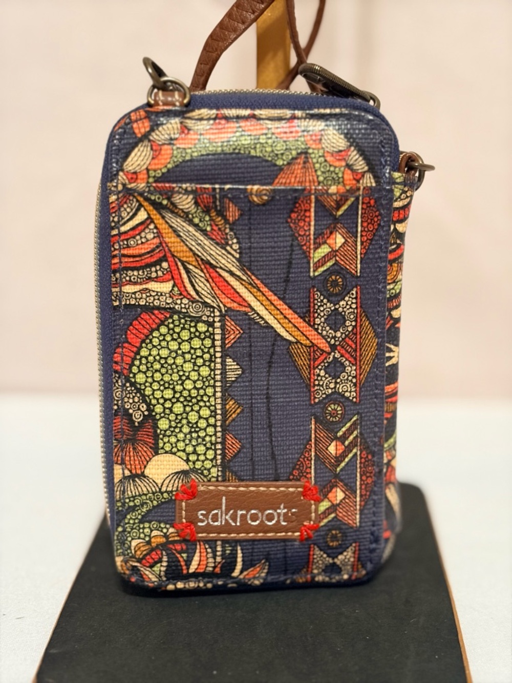 Sakroot Navy Multicolor Floral Crossbody Pouch